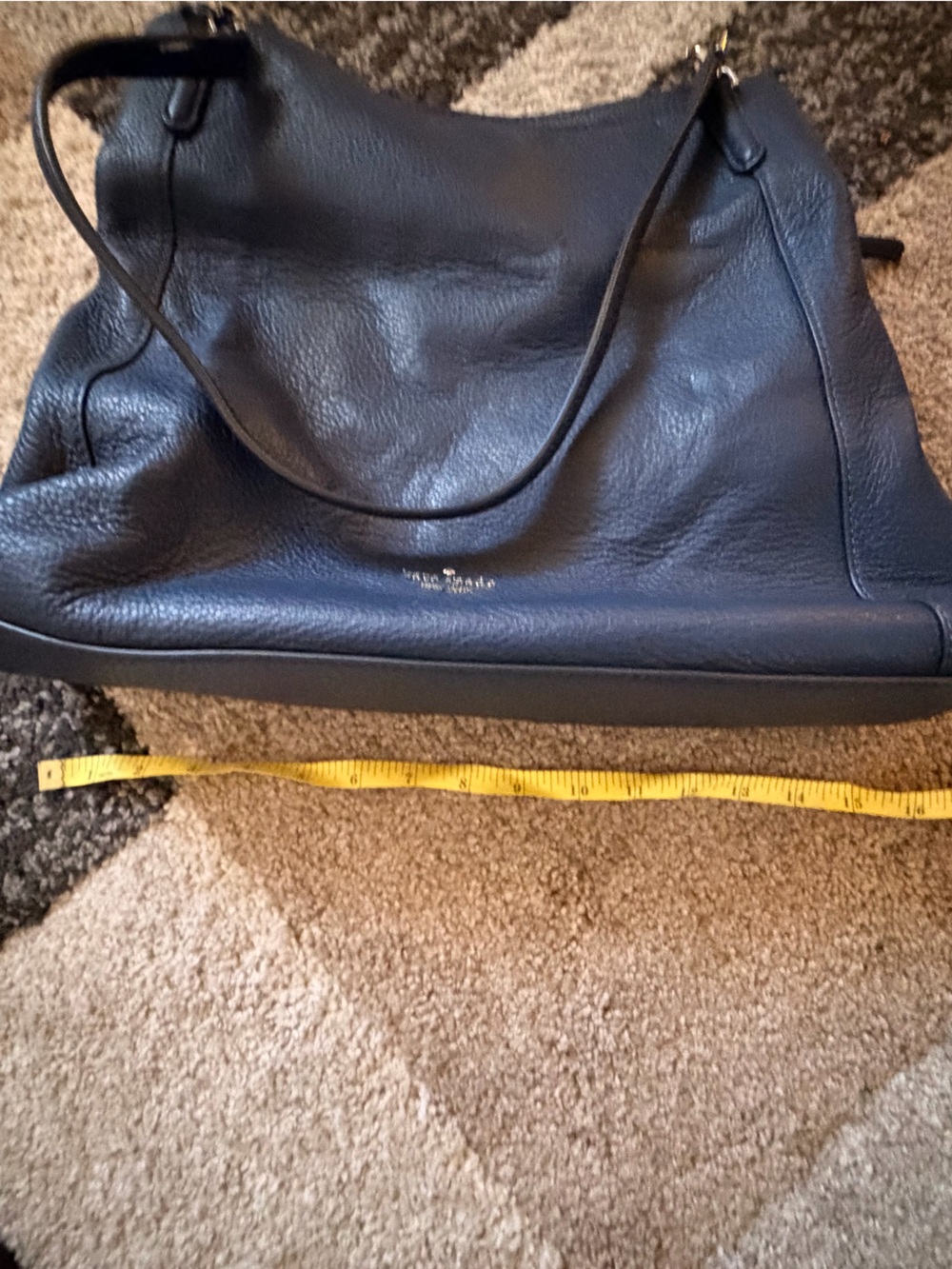 Kate Spade Leather Shoulder Tote in Dark Blue